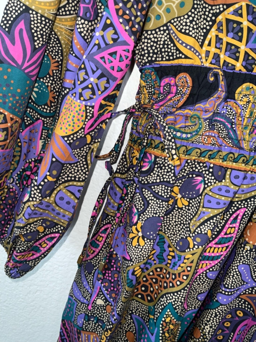 Anthropologie Multicolor Paisley V-Neck Maxi Dress - Purple & Teal Accents - Picture 3 of 9